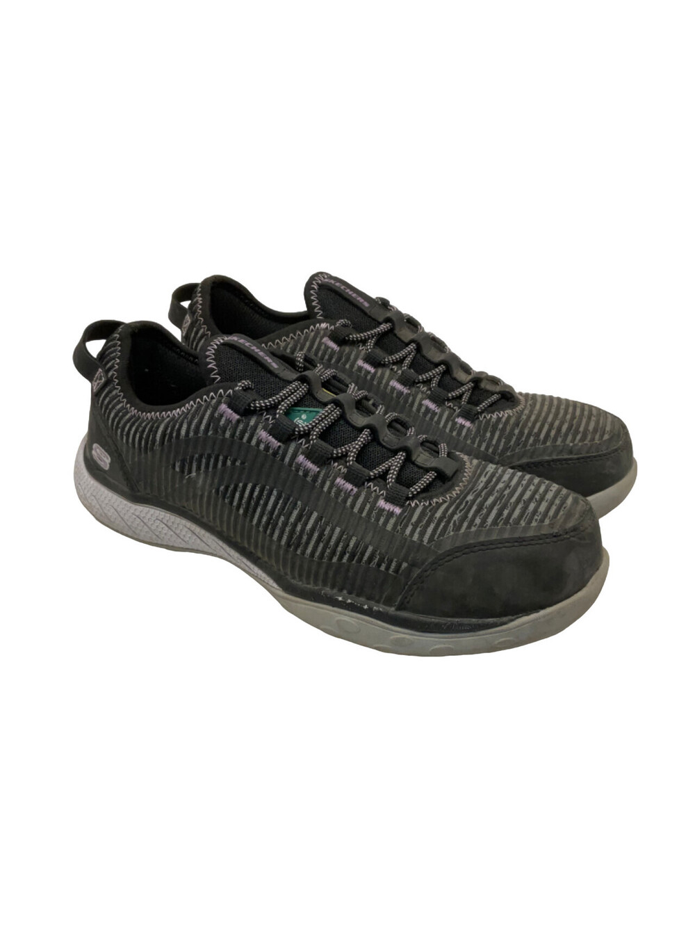 SKECHERS Womens Static Dissipative Lace Up Work Shoes 99B96553 Black/Purple 9.5M
